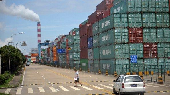 Containers stacked up in Ningbo port