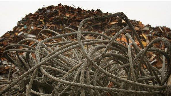 Metal cables in a scrap yard