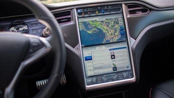 A screen inside a vehicle