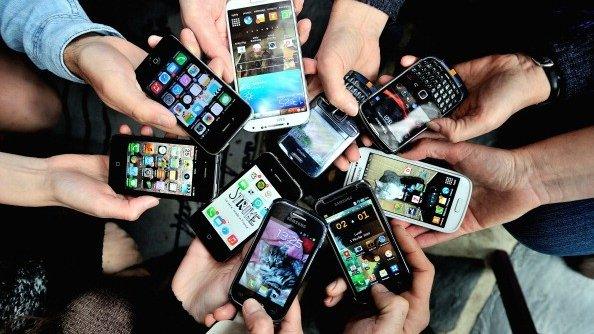 Group of smartphones