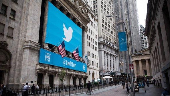 Twitter logo outside the New York Stock Exchange