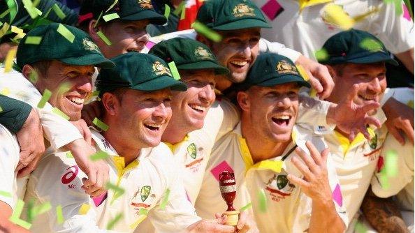 Australia celebrate winning Ashes