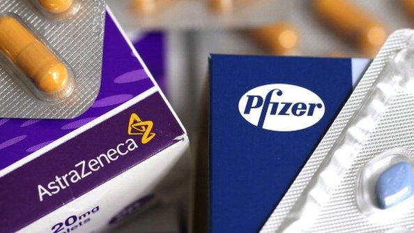 Pfizer and AstraZeneca logos