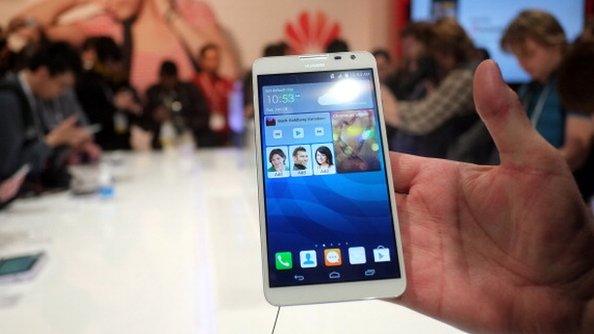 Huawei smartphone on display