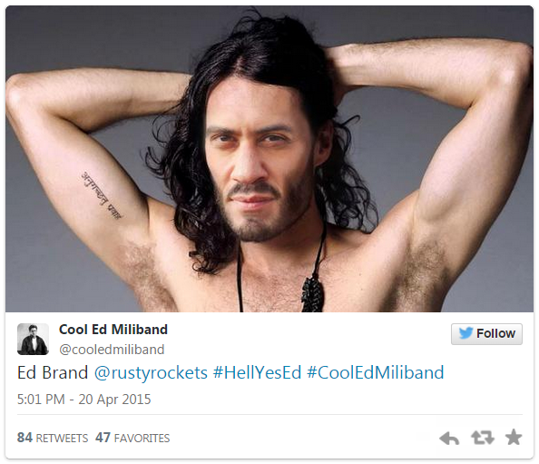 Ed Miliband as Russell Brand - 20 April 2015