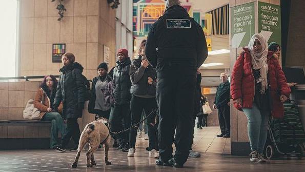 Police officer at Middlesbrough's bus station