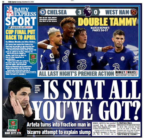 The back page of the Daily Express