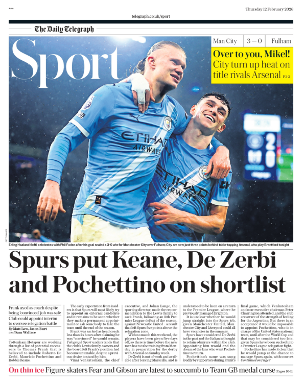 Telegraph back page