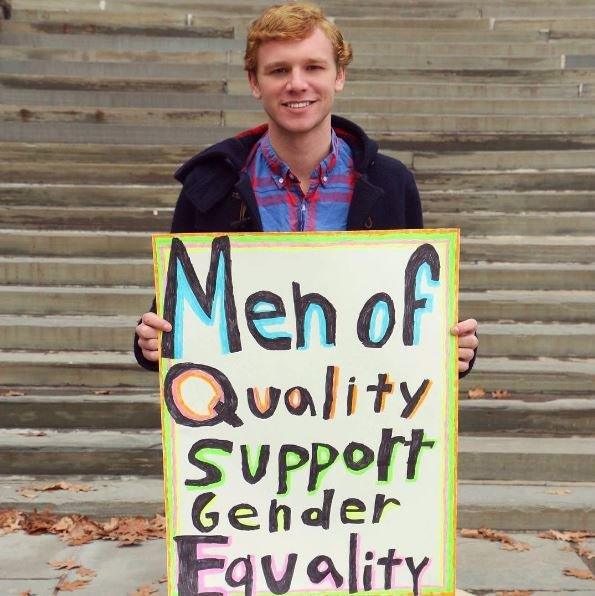 Duncan Hosie holding a placard