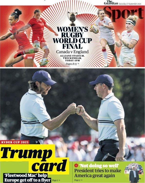 Guardian sport section front page