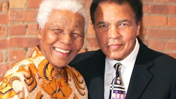 Nelson Mandela with Muhammad Ali