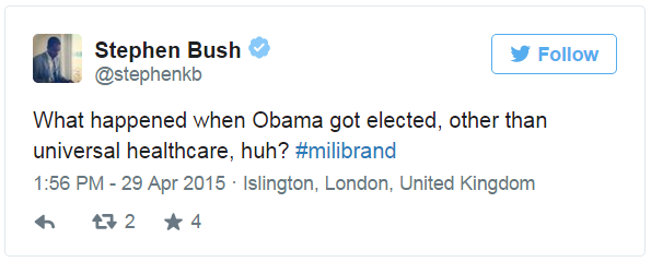 Tweet by Stephen Bush - 29 April 2015