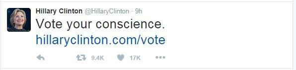 Vote your conscience tweet