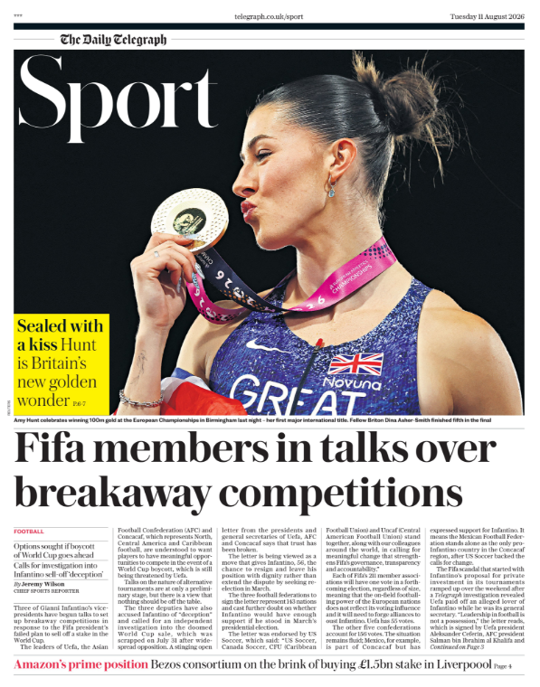The sport section of the Telegraph