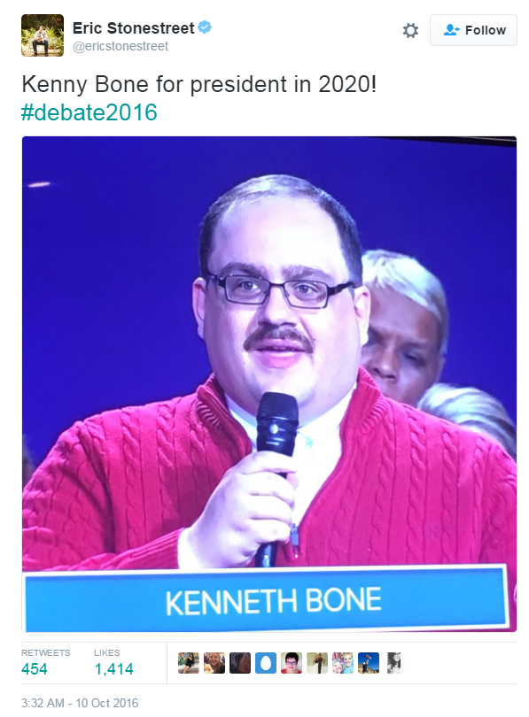 Tweet: Kenny Bone for president in 2020