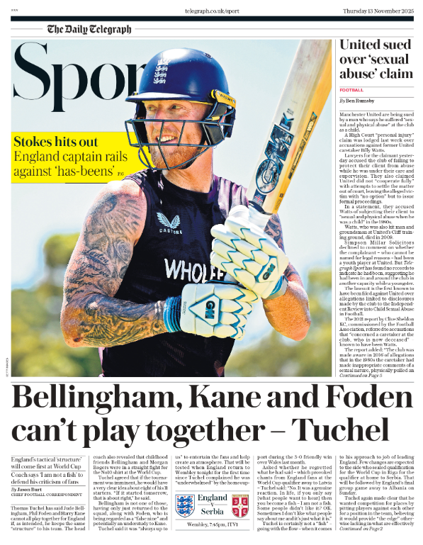 The sport section of the Telegraph
