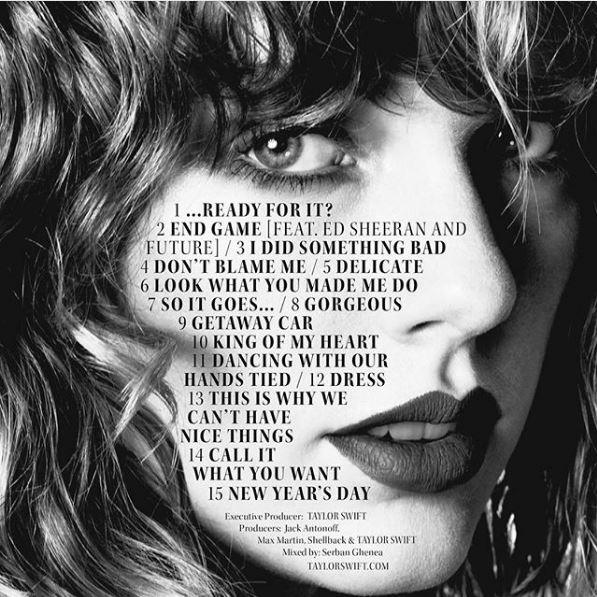 The post in which Taylor announced the song names