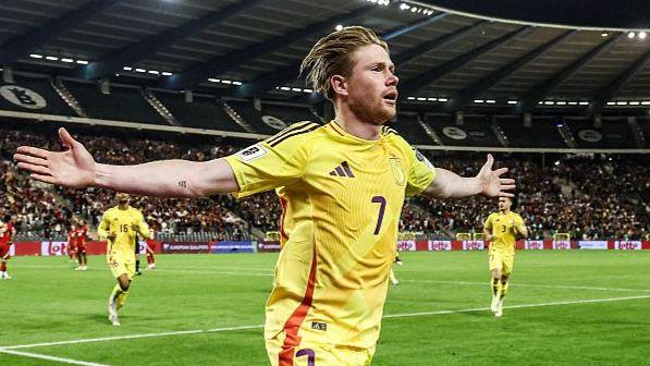 Belgium midfielder Kevin De Bruyne celebrates