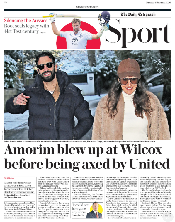 The sport section of the Telegraph