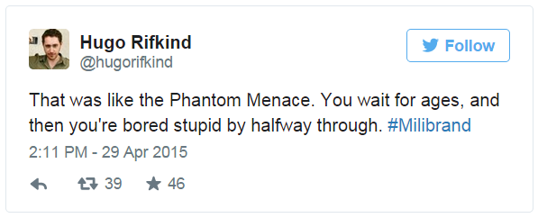 Tweet by Hugo Rifkind - 29 April 2015