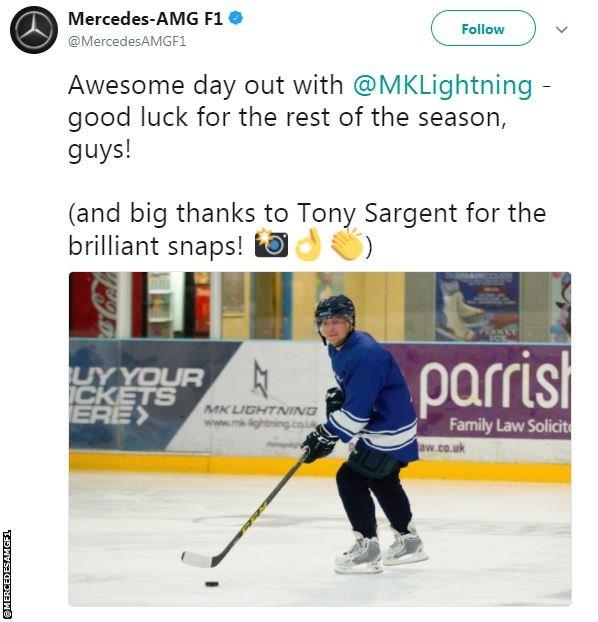 Valtteri Bottas playing ice hockey