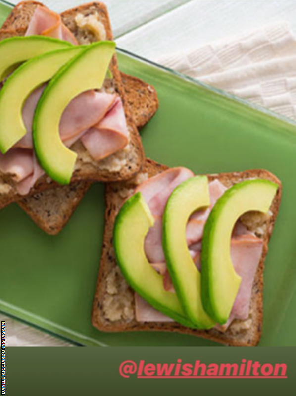 Daniel post a picture on Instagram of Ham and avocado on toast