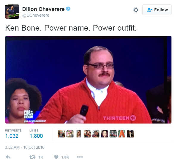 Tweet: Ken Bone, power name, power outfit