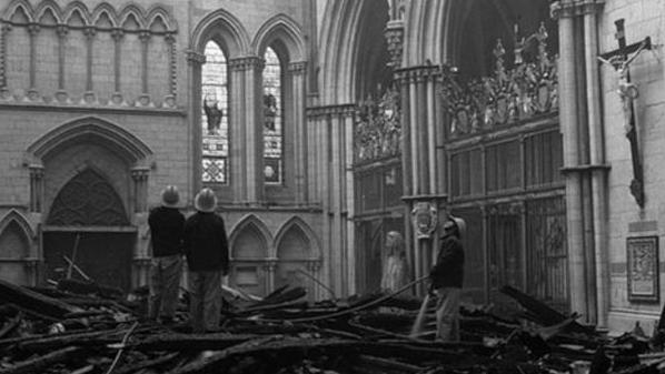 Firefighters inside York Minster