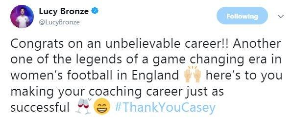 England and Lyon full-back Lucy Bronze on Twitter