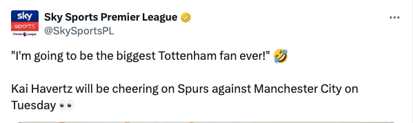 Tweet from Sky Sports Premier League.