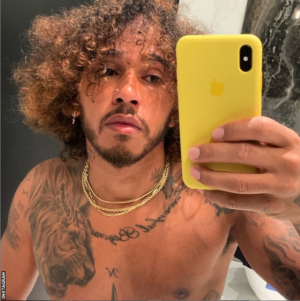 Lewis Hamilton shows off his hair on Instagram