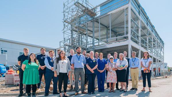 Staff at the hospital construction site