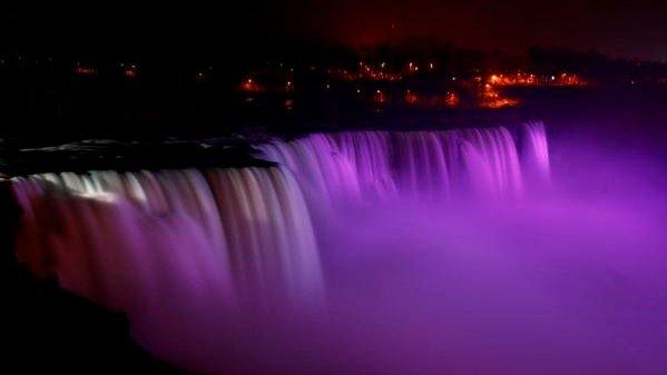 Niagara Falls turns purple for the Queen's birthday - and for Prince.