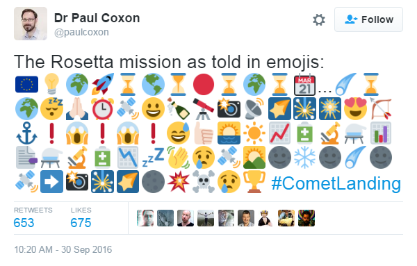 The Rosetta mission told through emojis