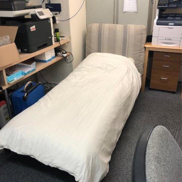 Makeshift beds for staff