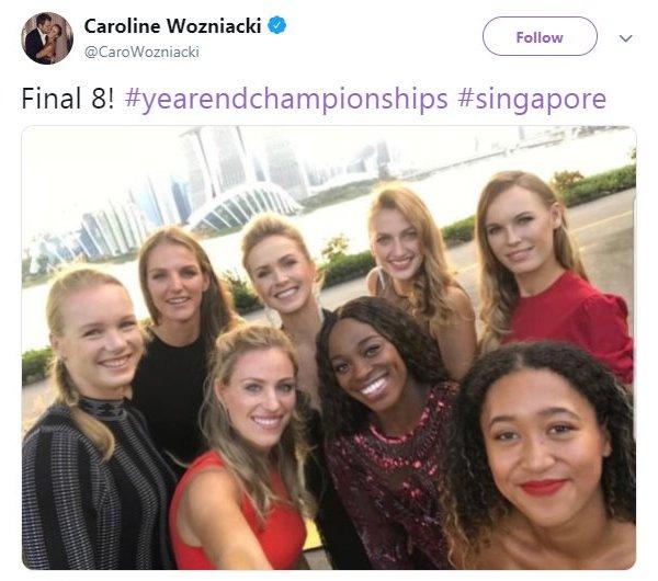 The eight finalists posed for a selfie before the draw was made in Singapore on Friday