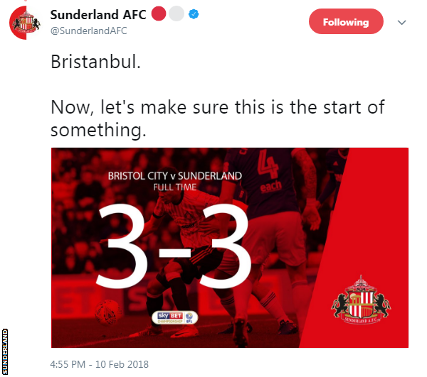 Sunderland tweet