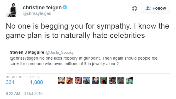 "No one is begging you for sympathy. I know the game plan is to naturally hate celebrities"