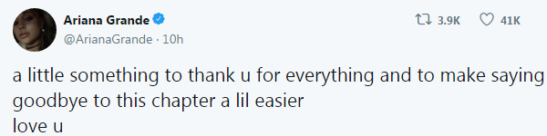 Ariana Grande tweeted a message to fans