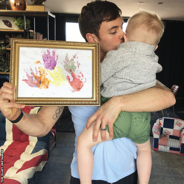 Tom Daley with his son Robbie