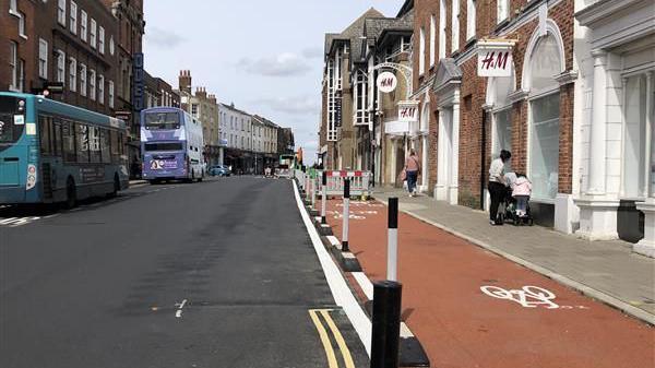 The cycle lane in Head Street