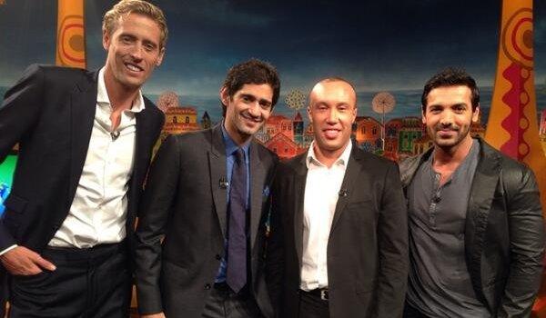 Peter Crouch, Gaurav Kapoor, Mikael Silvestre and John Abraham