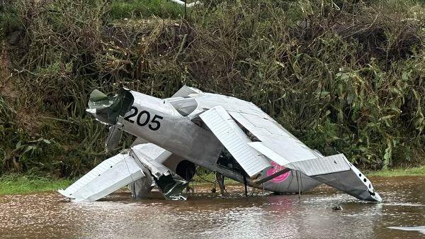 A downed small plane 