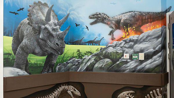 A mural featuring dinosaurs