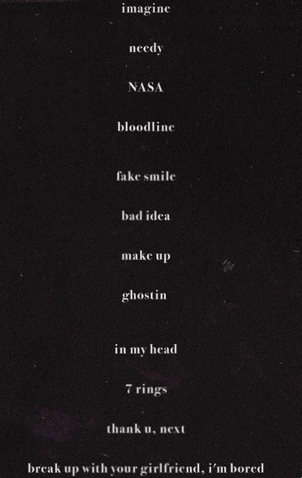 Ariana track list