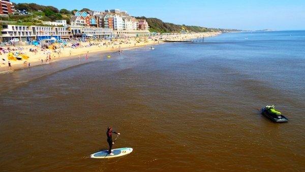 Discoloured water off Bournemouth beach