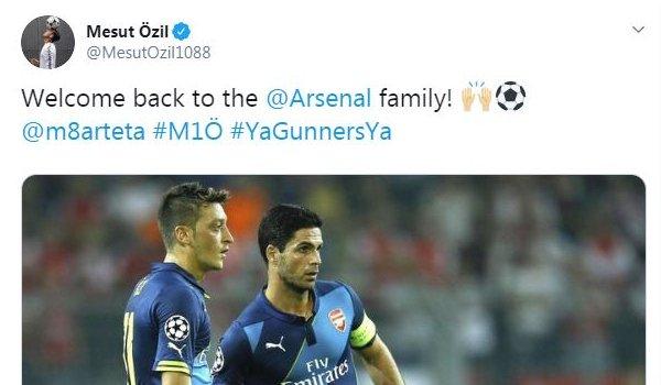 Mesut Ozil welcomes Mikel Arteta to Arsenal