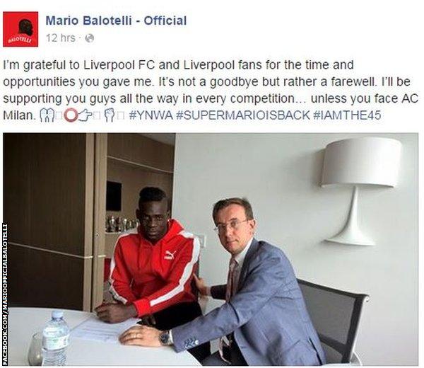 Mario Balotelli on facebook