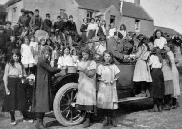 Children collecting eggs