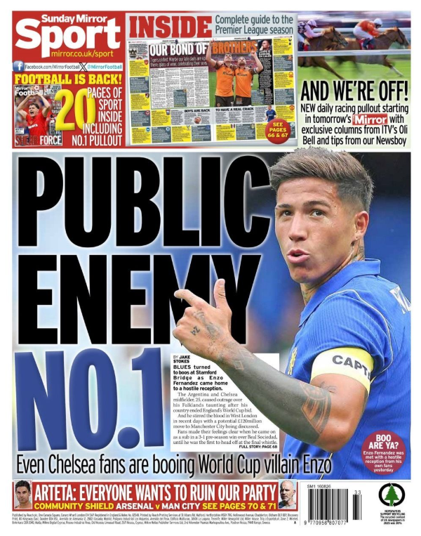 The back page of the Mirror